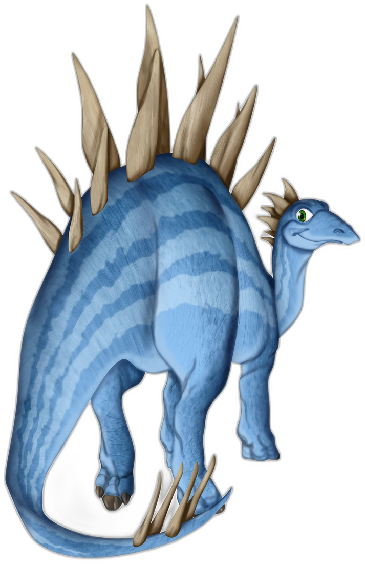 Prince, a friendly cartoon Stegosaurus