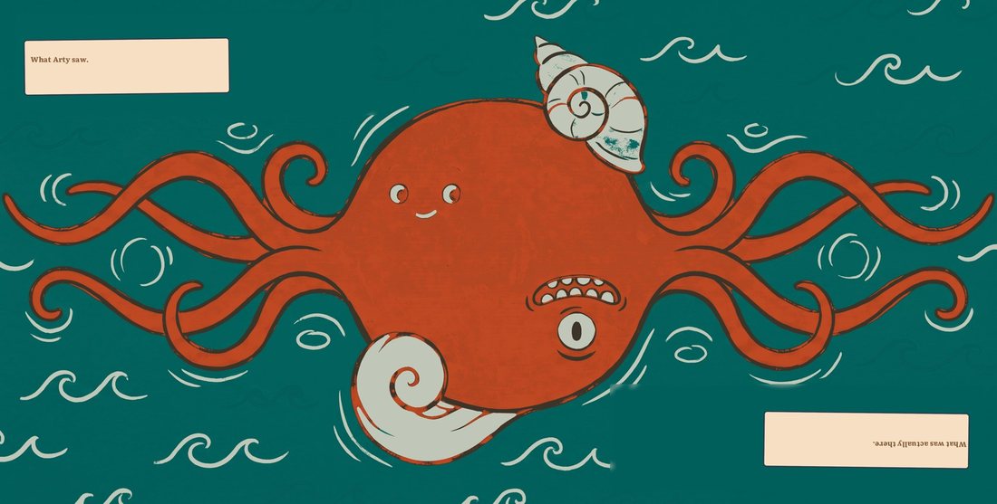 The valley's octopus, painted across a full spread